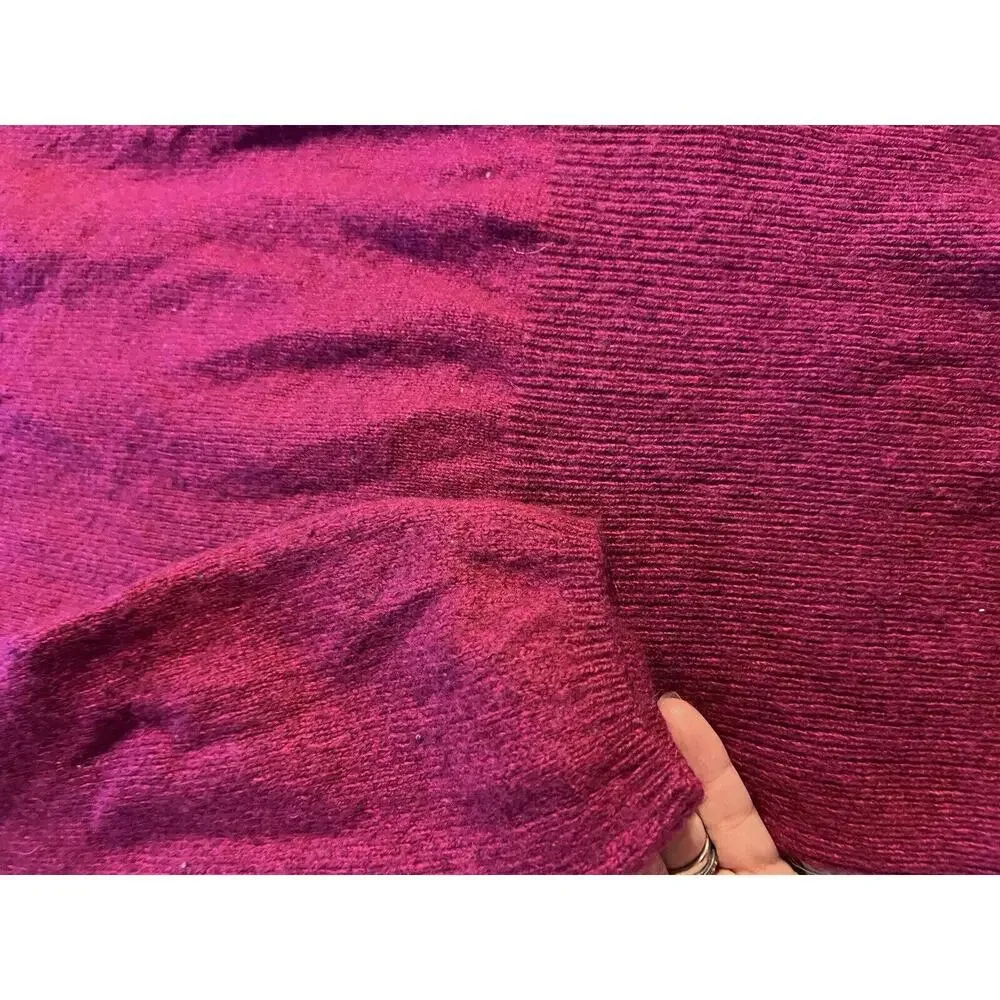WHITE HOUSE BLACK MARKET DARK FUCHSIA PINK SHAWL COLLAR SWEATER SZ M Wool Blend - Picture 5 of 9